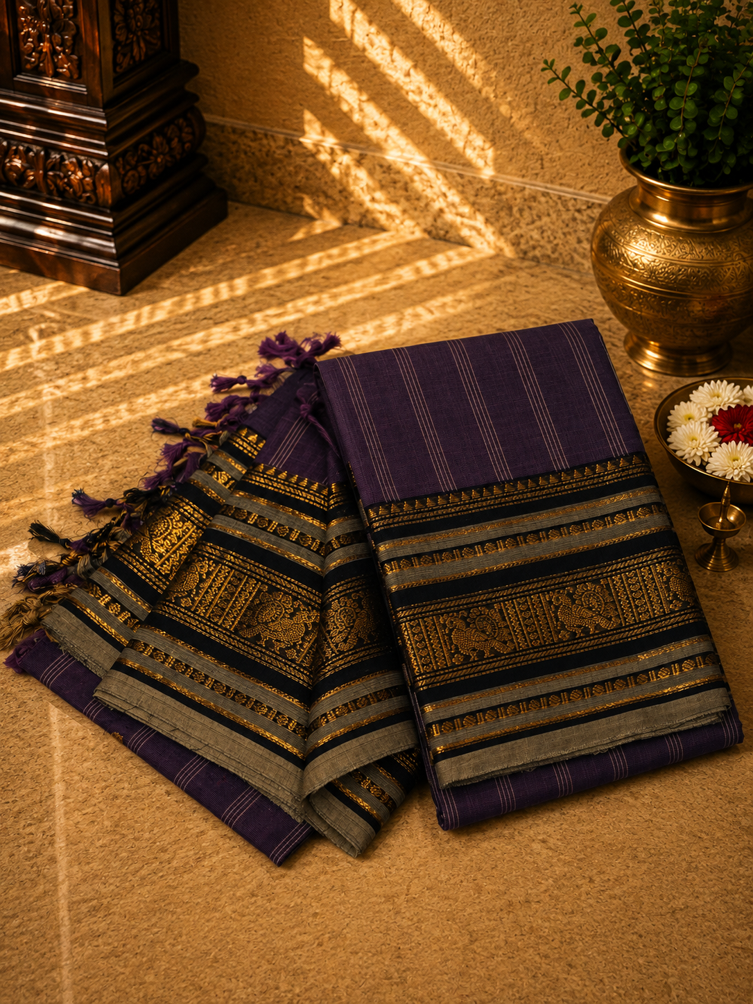 Chettinadu Cotton 2Pc Salwar Material-Muted Violet