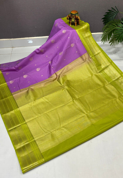 Budget Kanchipuram Saree-Lavender with Contrast Border