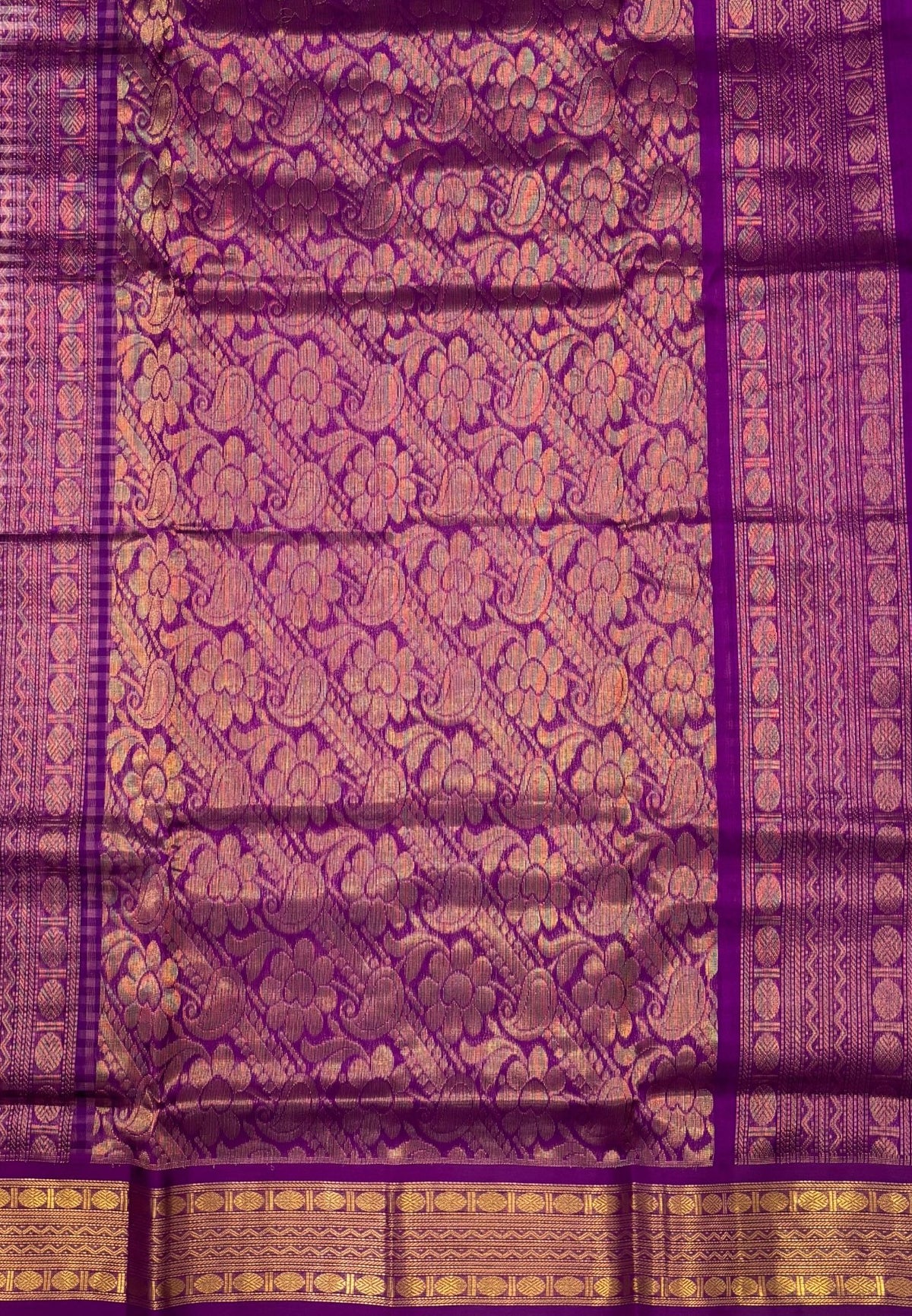 Pure Silk Cotton Saree-Green In Kalyani Zari With Contrast Border