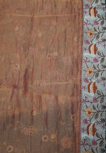 Crush Tissue Saree - Full Embryoid Peach