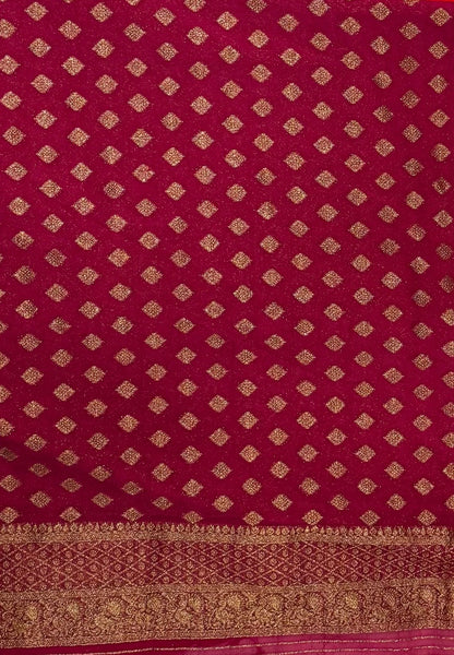 Banarasi Georgette Saree-Orange with Contrast Retapet Border