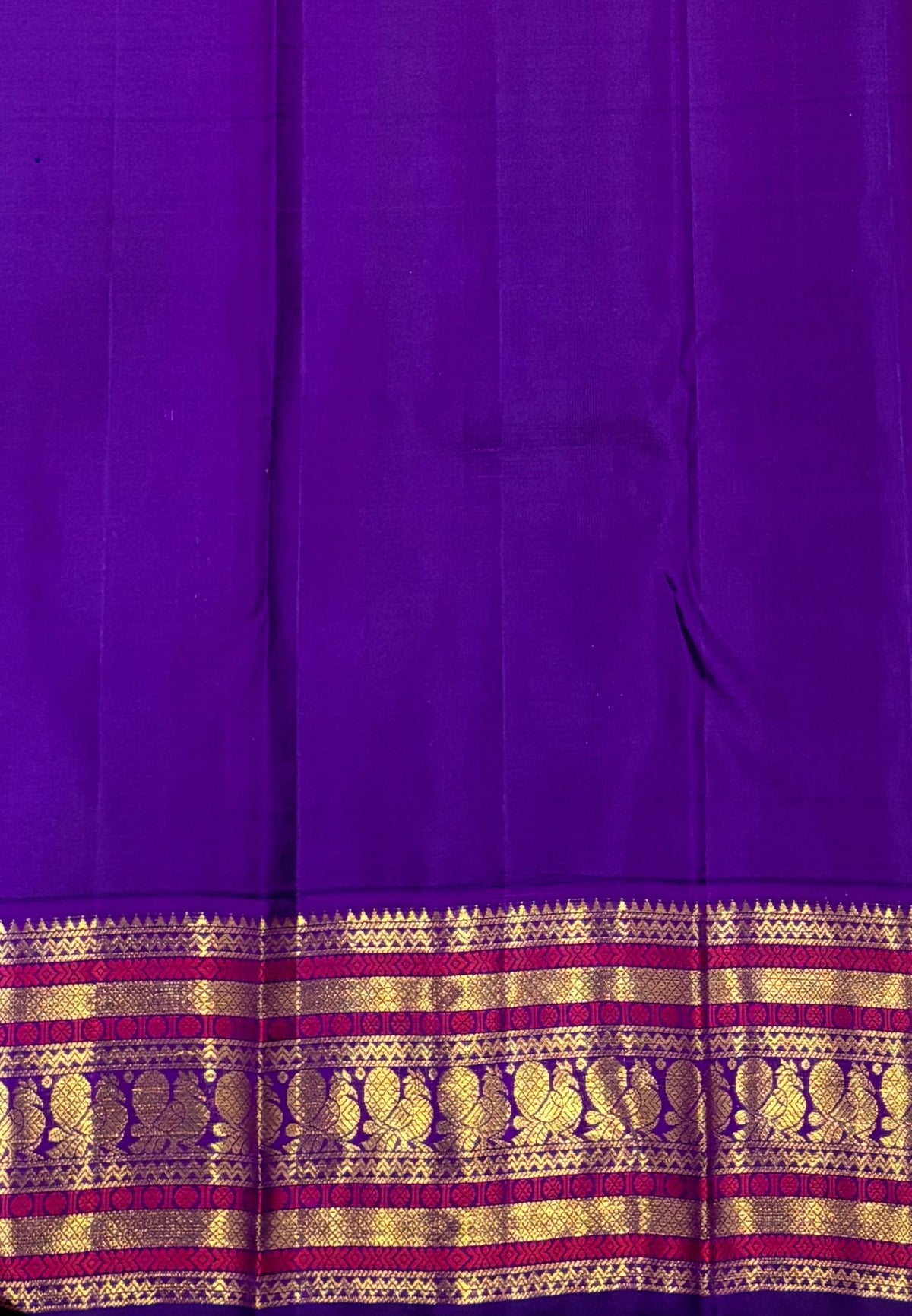 Pure Kanchipuram Silk Saree-Ivory in Peacock Feather Zari with Contrast Border