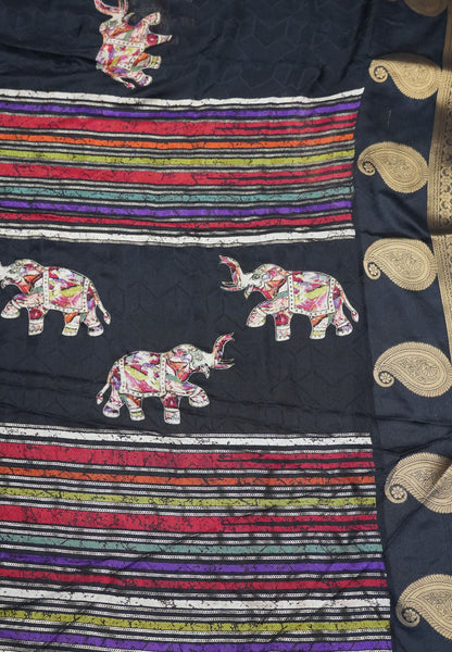 Chiffon Saree-Black with Manga Zari
