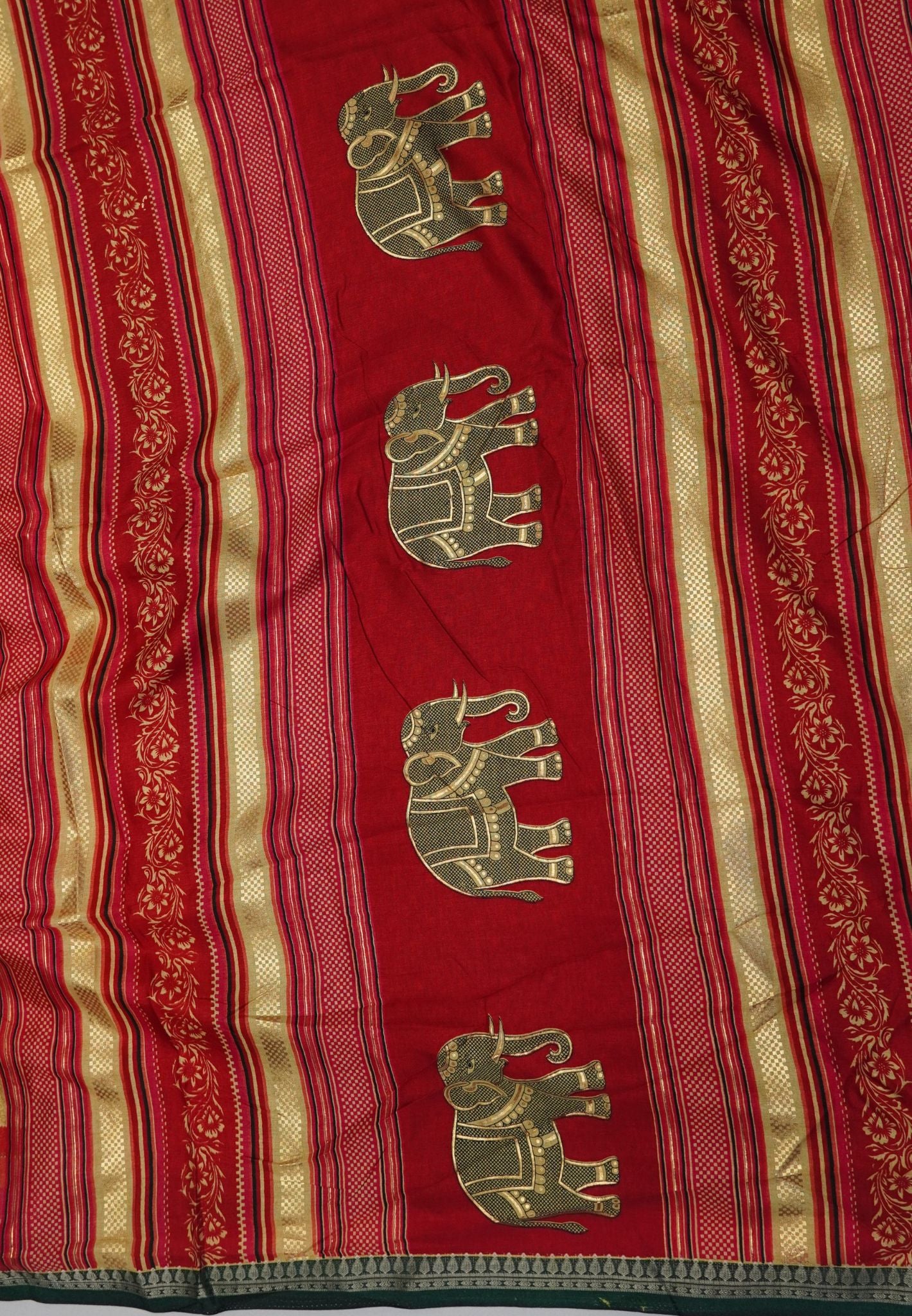 Dola Saree-Yellow with Contrast Elephant Border