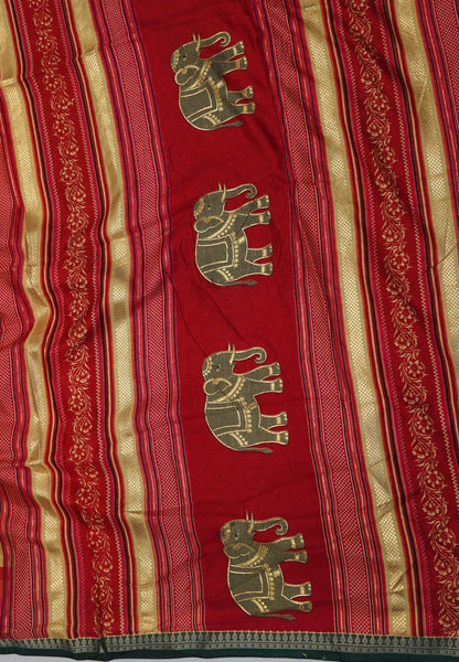 Dola Saree-Yellow with Contrast Elephant Border