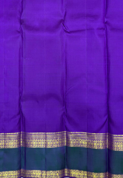 Pure Kanchipuram Silk Saree-Lavender In Vertical Medallion Zari With Contrast Border