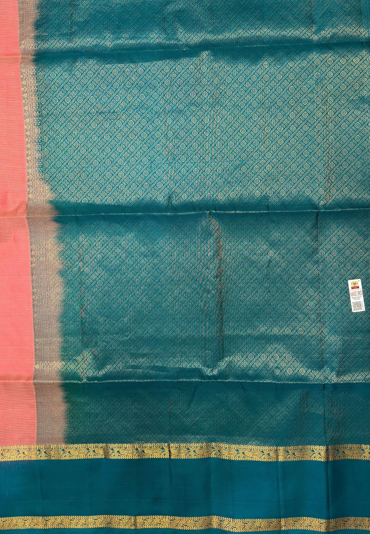 Pure Kanchipuram Silk Saree-Light Peach Pink With Contrast Border