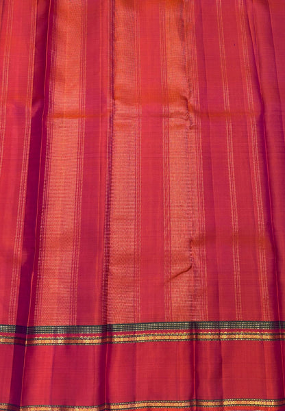 Pure Kanchipuram Silk Saree-Wine with Contrast Rettapet Border