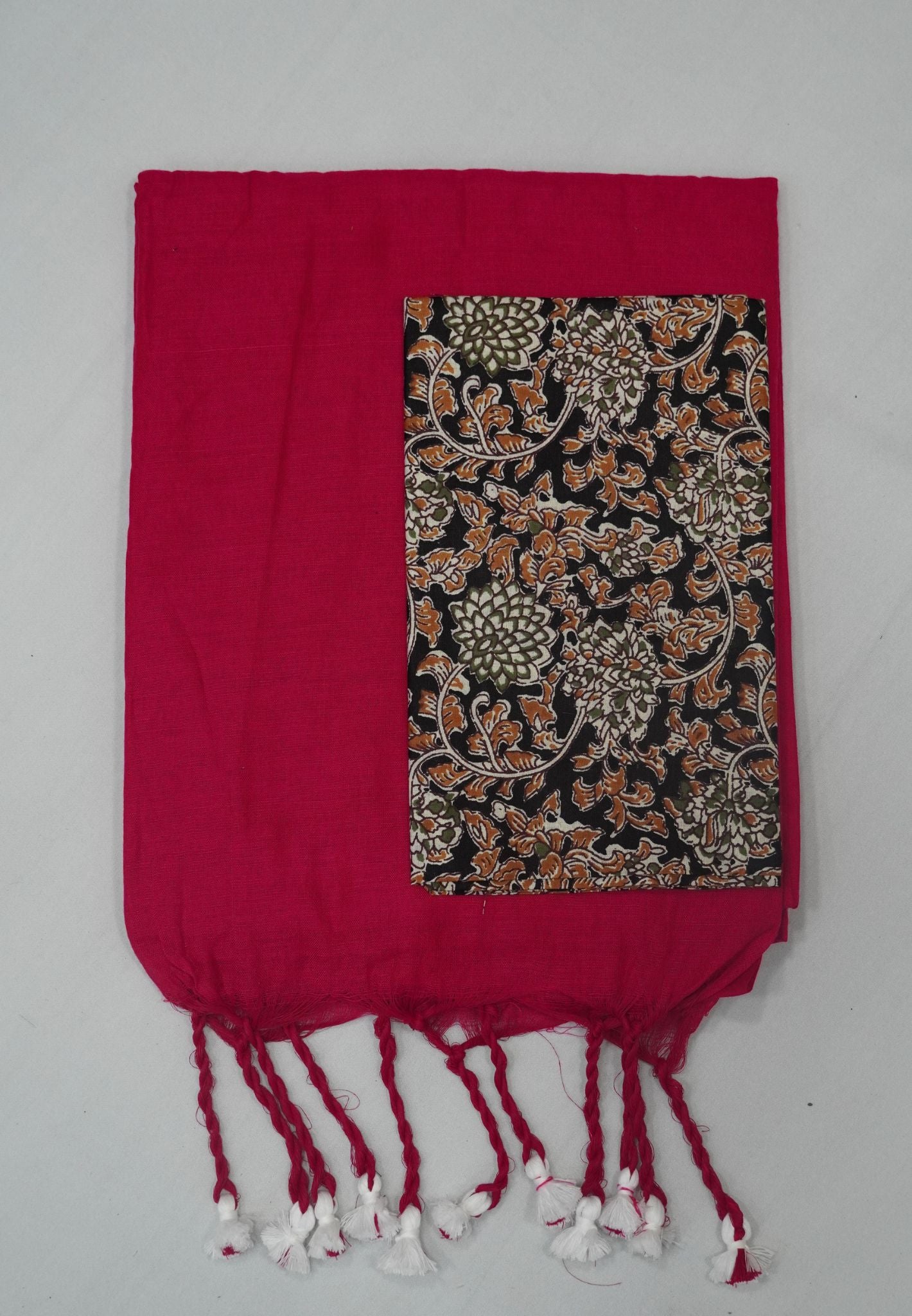Khadi Cotton Saree - Rani Pink