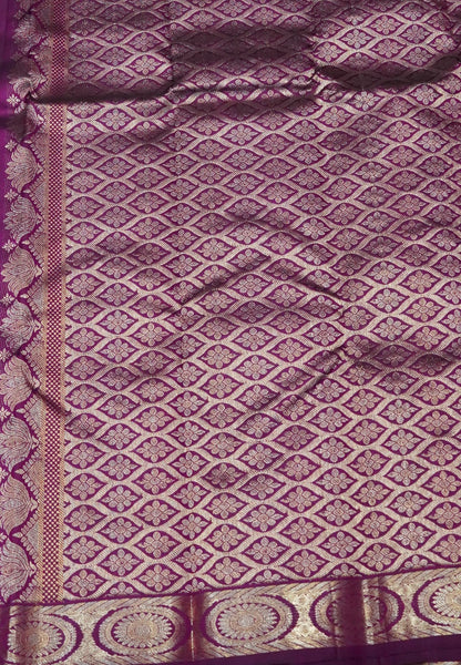 Pure Silk Saree – Wine Purple with Rich Zari Weaving