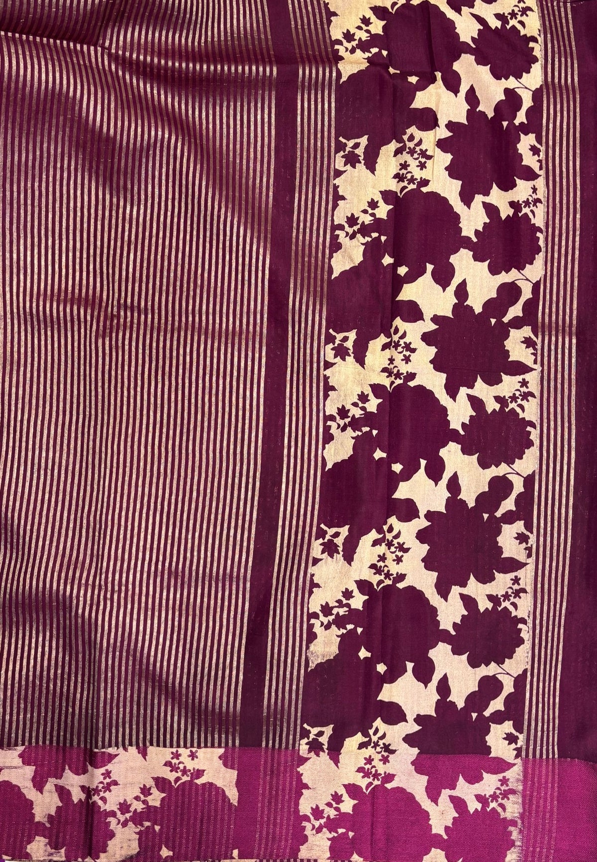Soft Kora Tissue Saree-Purple in Floral Jaal Zari Border