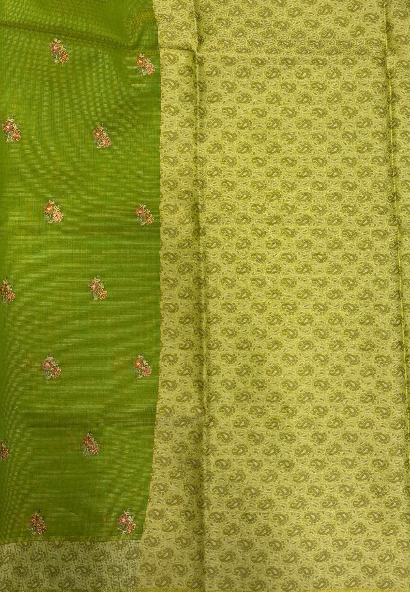 Kota Saree-Parrot Green In Manga Paisley Border