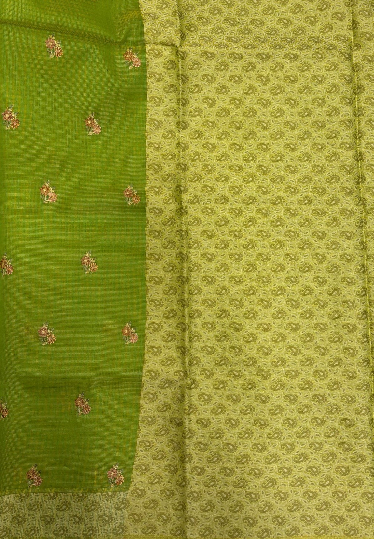 Kota Saree-Parrot Green In Manga Paisley Border