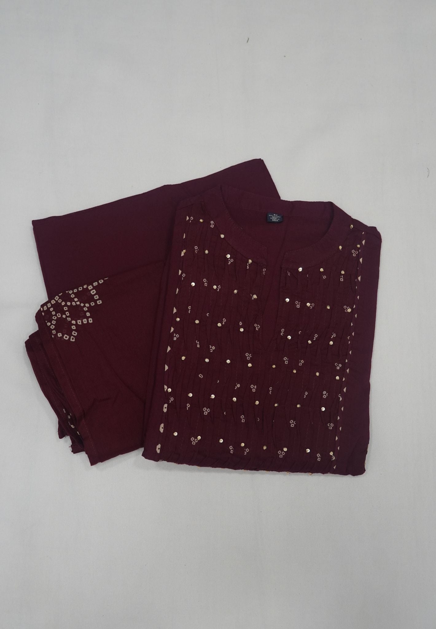 3Pcs Salwar Suit-Small Bandhini Print with Sequence Work