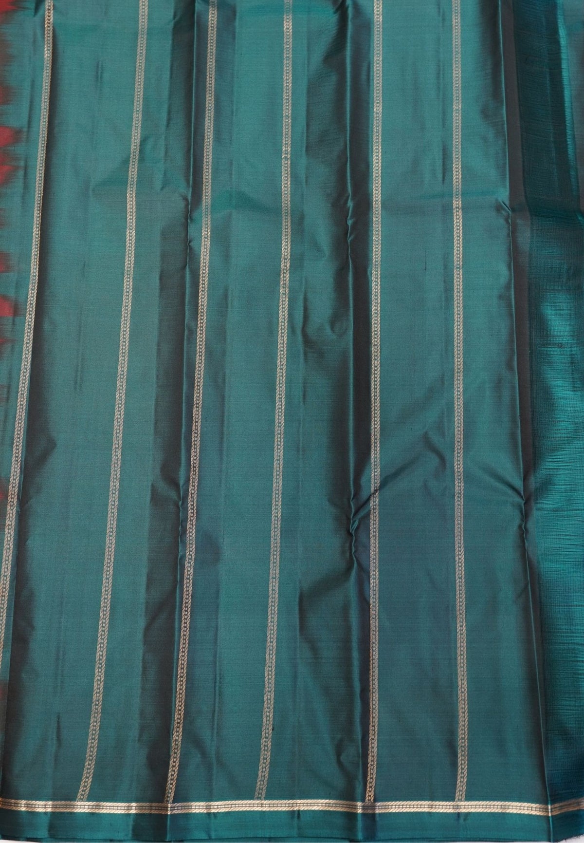 Pure Kanchipuram Silk Saree- Redish Brown with Small Border