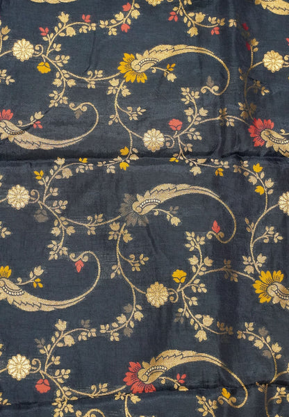 Semi Mysore Silk Saree - Peacock Blue with Small Border