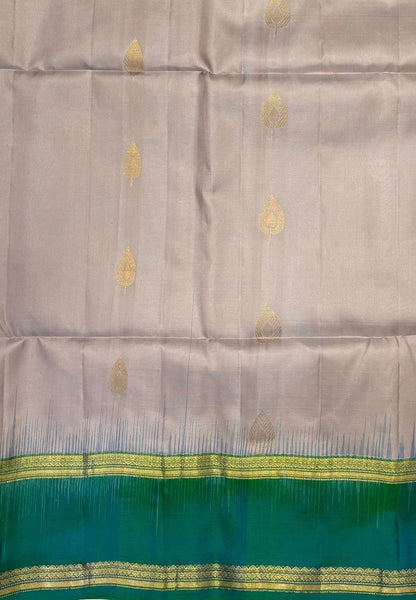 Pure Kanchipuram Silk Saree-Ramar Green In Kadiyal Leaf Jaal Border