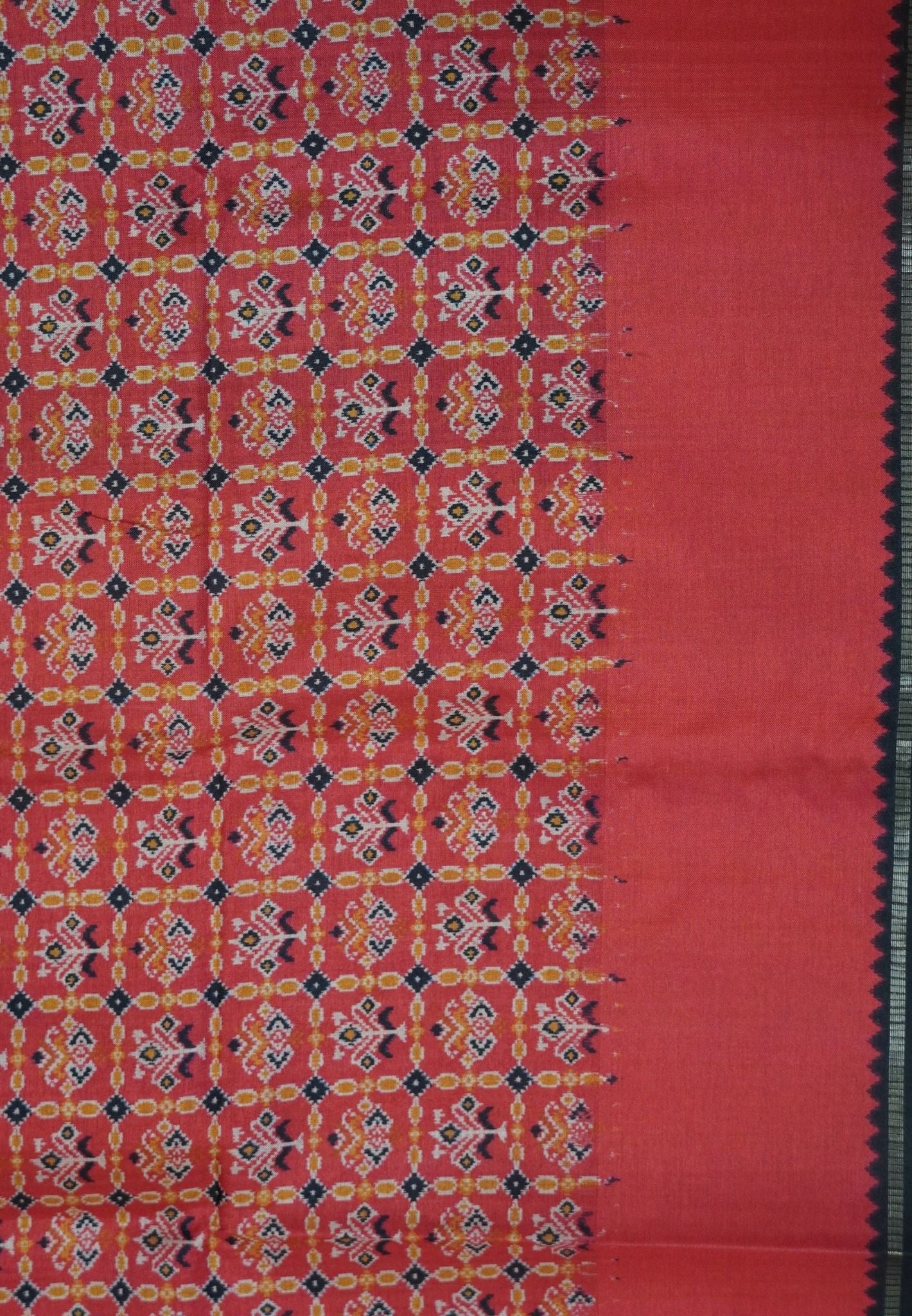 Semi Matka Tussar Saree-Black with Contrast Border and Zari Checks