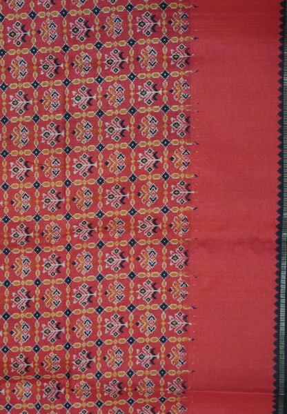 Semi Matka Tussar Saree-Black with Contrast Border and Zari Checks