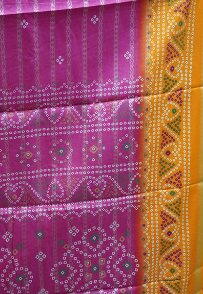 Dola Silk Saree-Pink with Bandhini Print