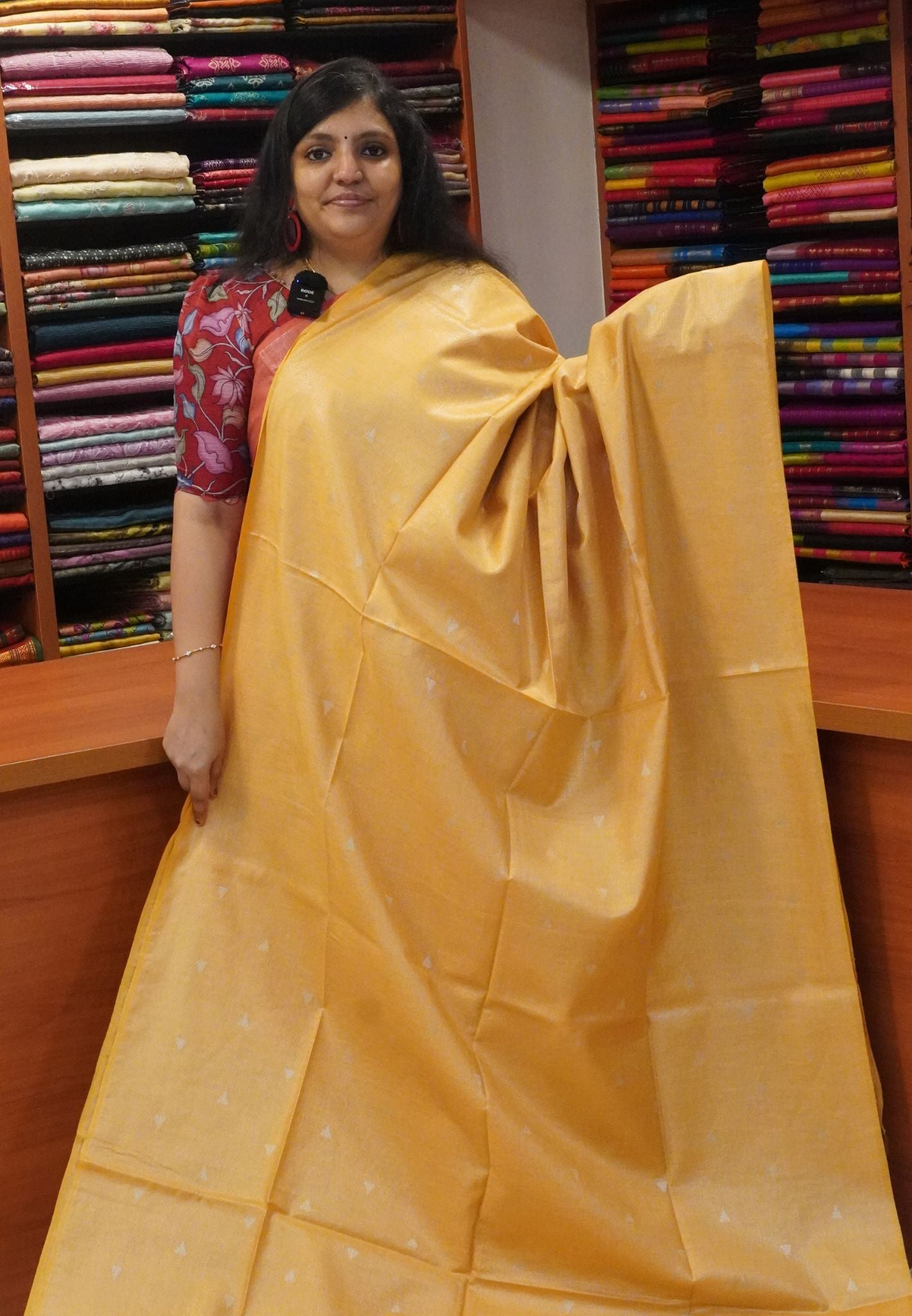 Bhagalpur Tissue Saree-Yellow