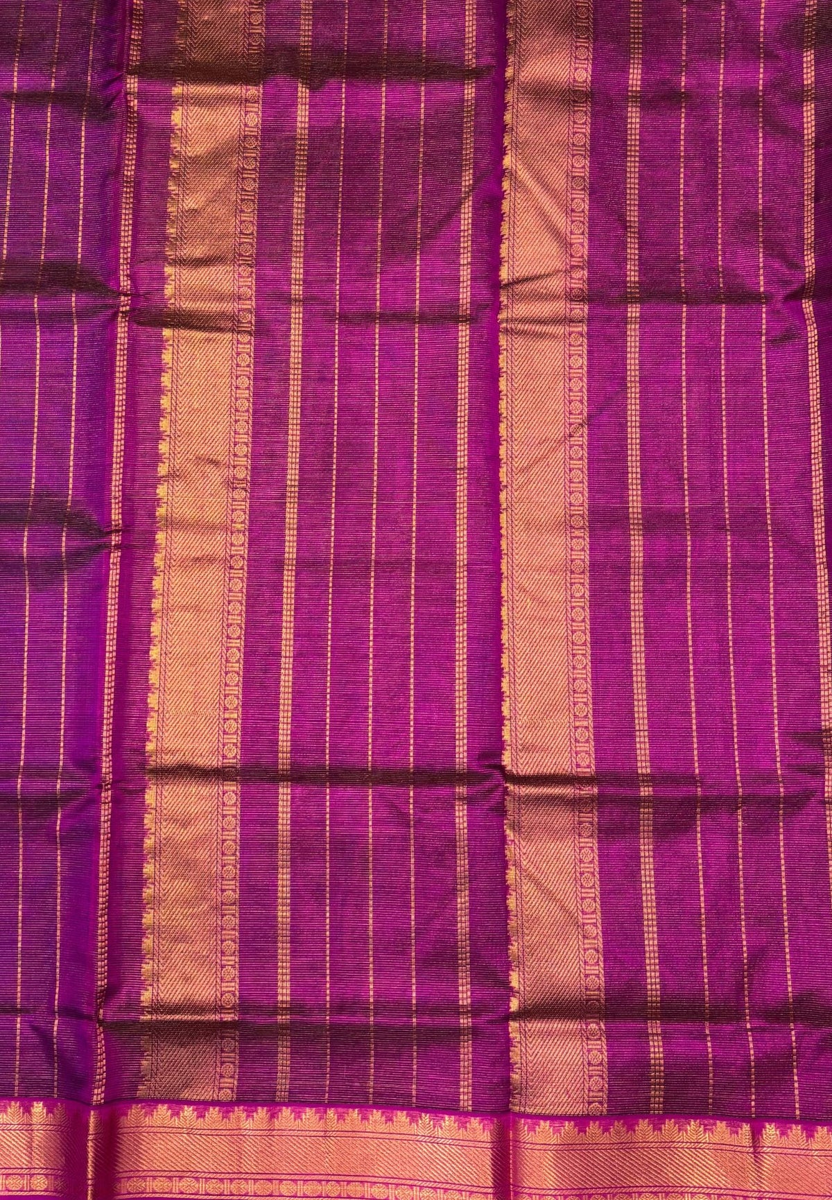 Pure Silk Cotton Saree-Purple In Vairaoosi Zari With Contrast Border