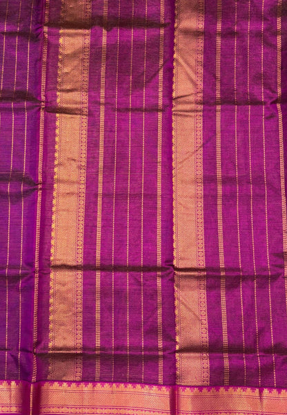 Pure Silk Cotton Saree-Purple In Vairaoosi Zari With Contrast Border