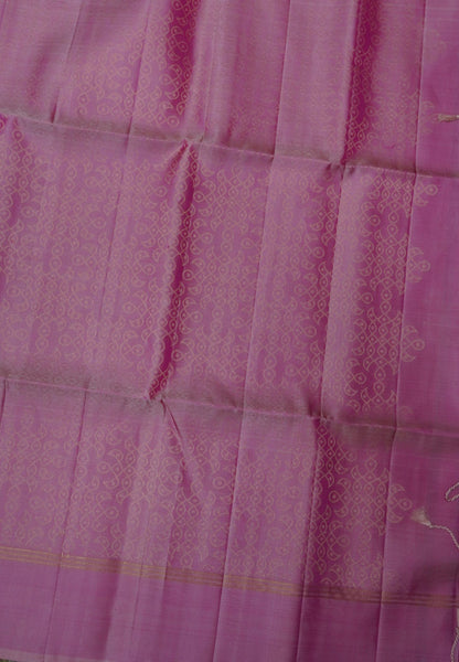 Pure Soft Silk-Dark Purple with Kolam Zari Butta