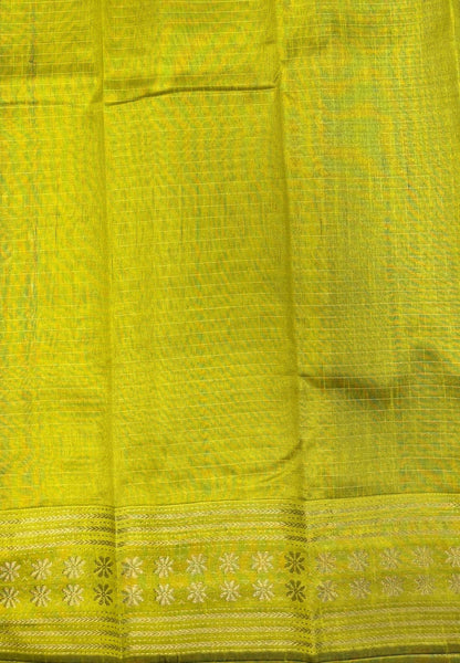 Raw Silk Saree-MS Blue in 1000 Butta with Contrast Zari Border