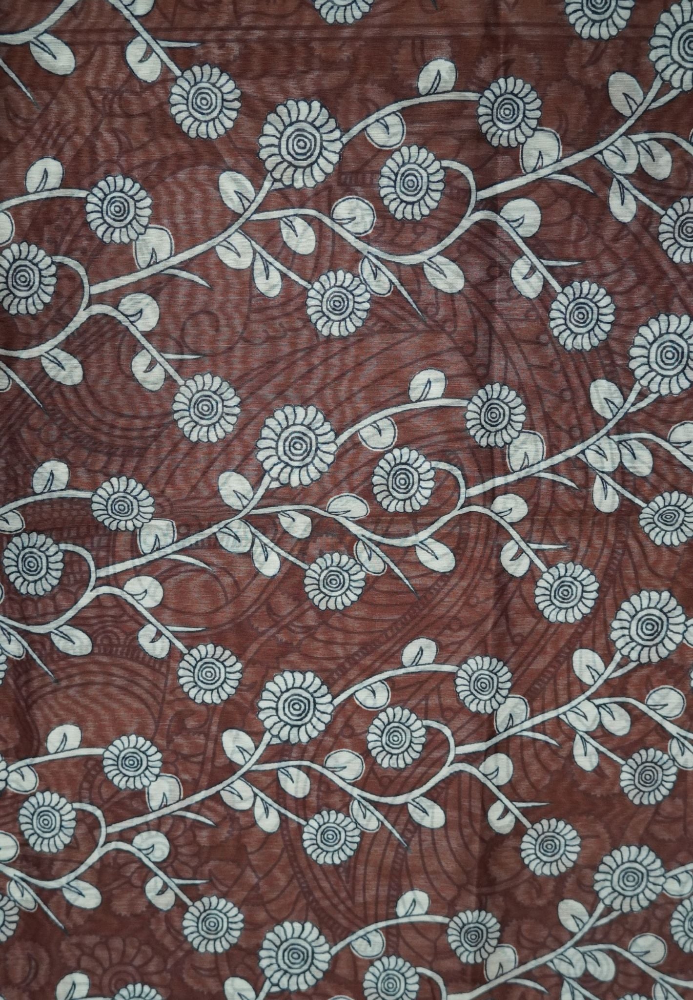 Chanderi Saree - Brown with penn kalamkari print