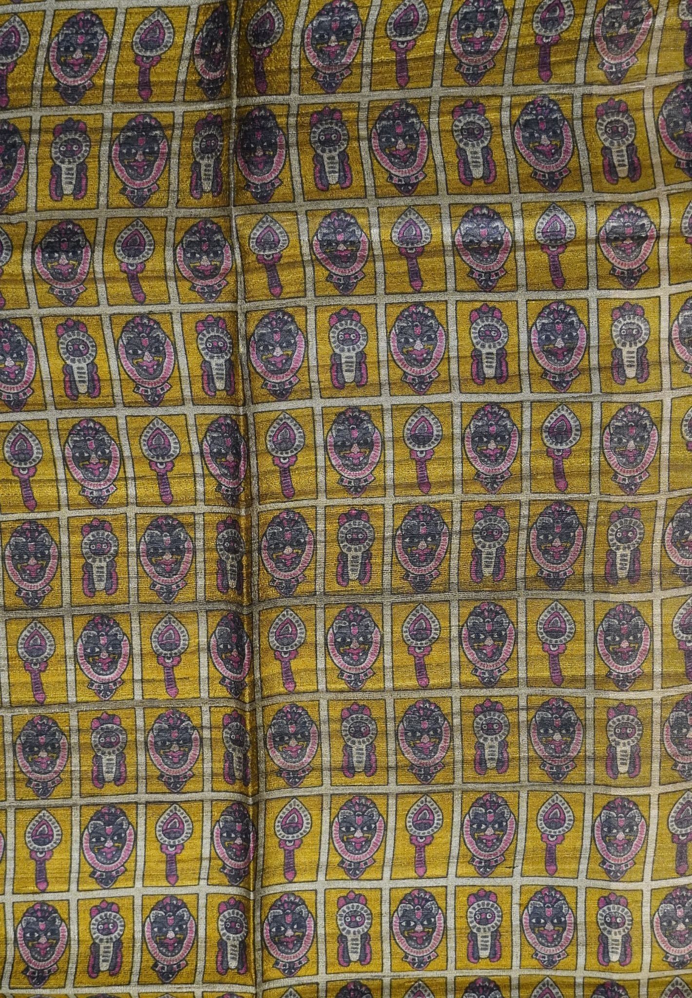 Jute Tussar Silk - Temple Border Dark Purple