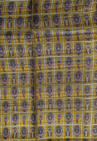 Jute Tussar Silk - Temple Border Dark Purple