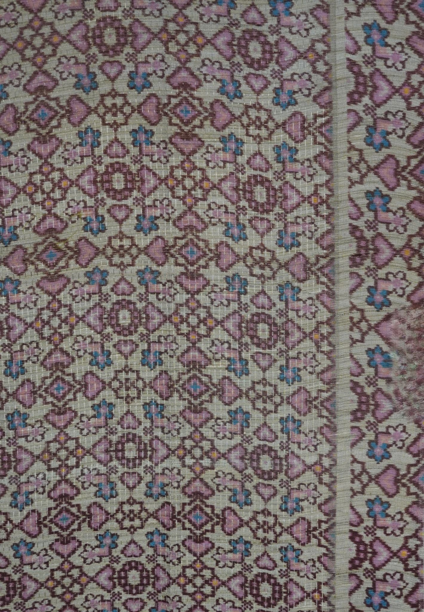 Semi Tussar Saree -Purple with Ikkat Border