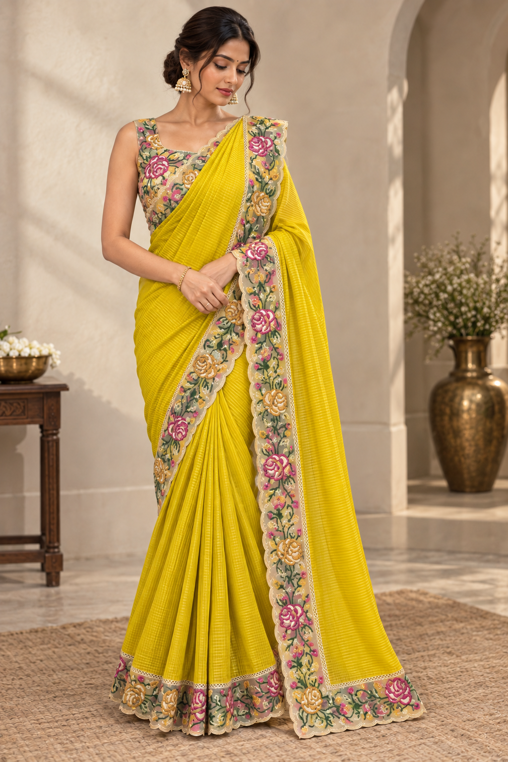 Designer Saree-Yellow