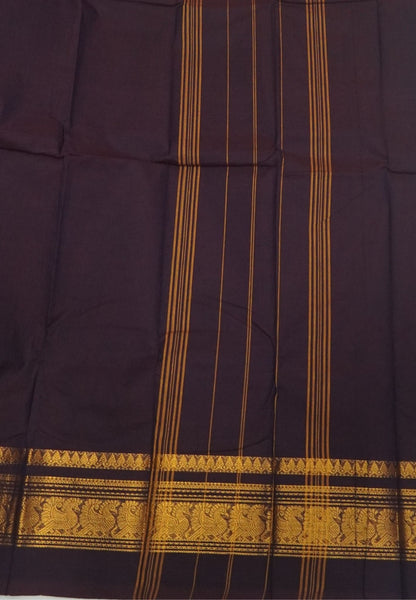 Chettinadu Cotton Saree-Deep Purple with Mayil Border