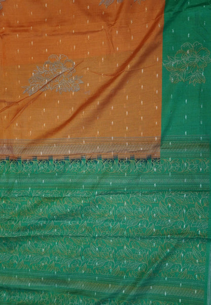 Semi Tussar Saree-Mustard with Mini Zari Dots