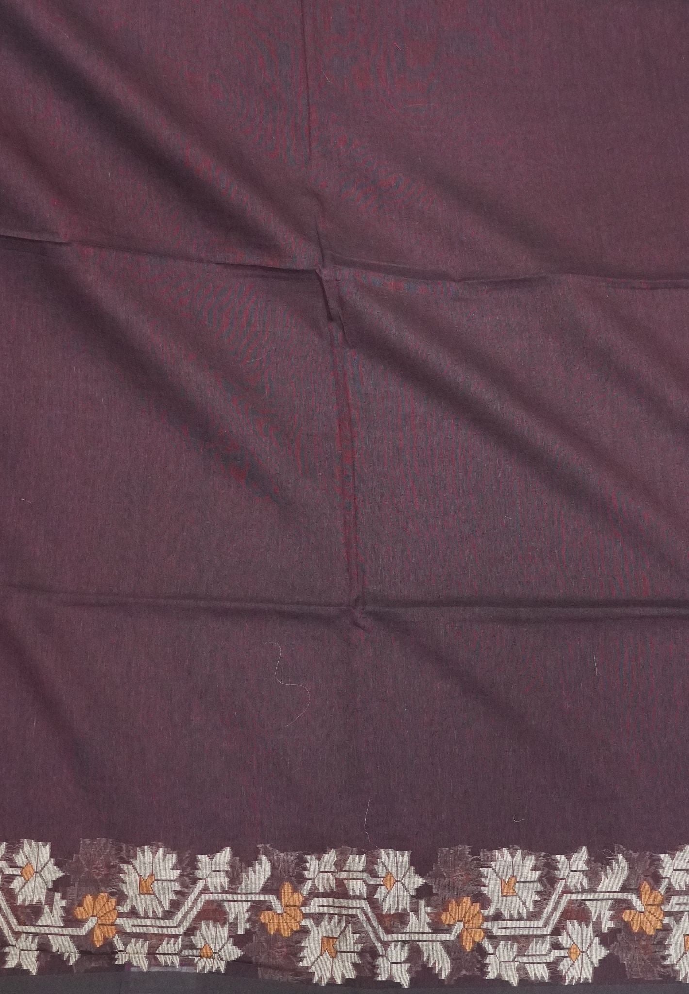 Handloom Cotton Saree-Coffee Brown Paithani Border