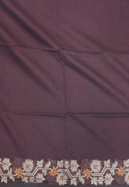 Handloom Cotton Saree-Coffee Brown Paithani Border
