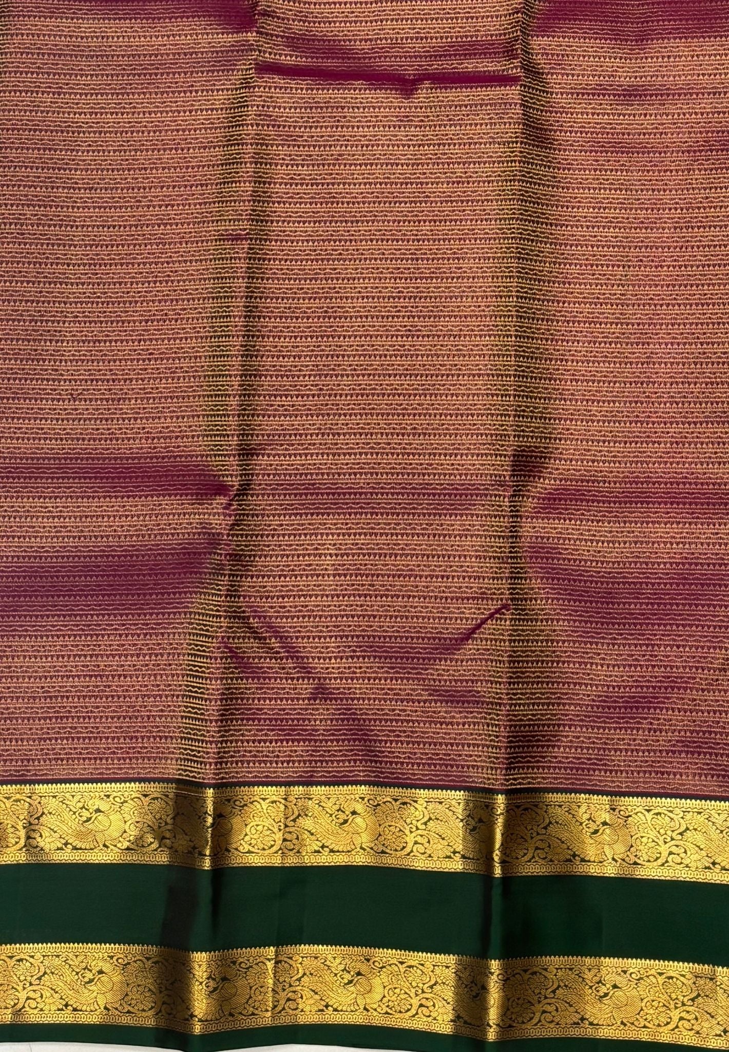 Pure Kanchipuram Silk Saree- Traditional Wine Green with Contrast Border