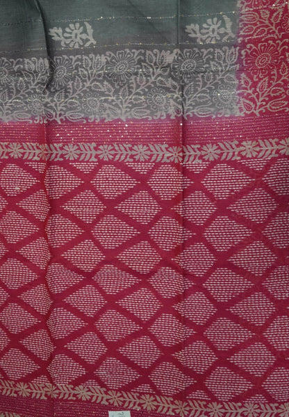 Bhagalpur Cotton Saree-Grey