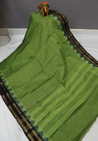 Kanchi Cotton Saree-Light Green with Thazhamboo Border