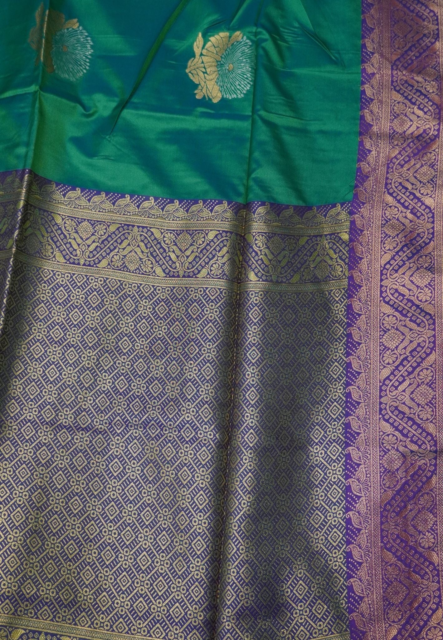 Semi Silk Saree-Teal Green