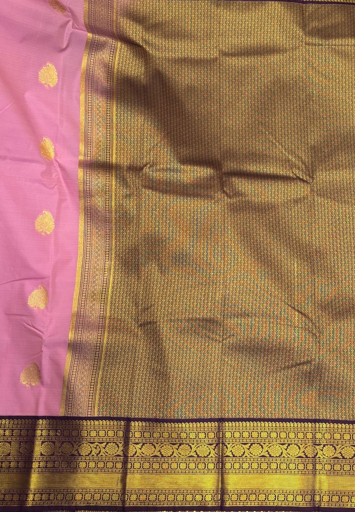 Budget Kanchipuram Saree-Baby Purple with Contrast Border