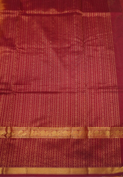 Pure Silk Cotton Saree-Burnt Orange in Thazhampoo Pattern with Contrast Border