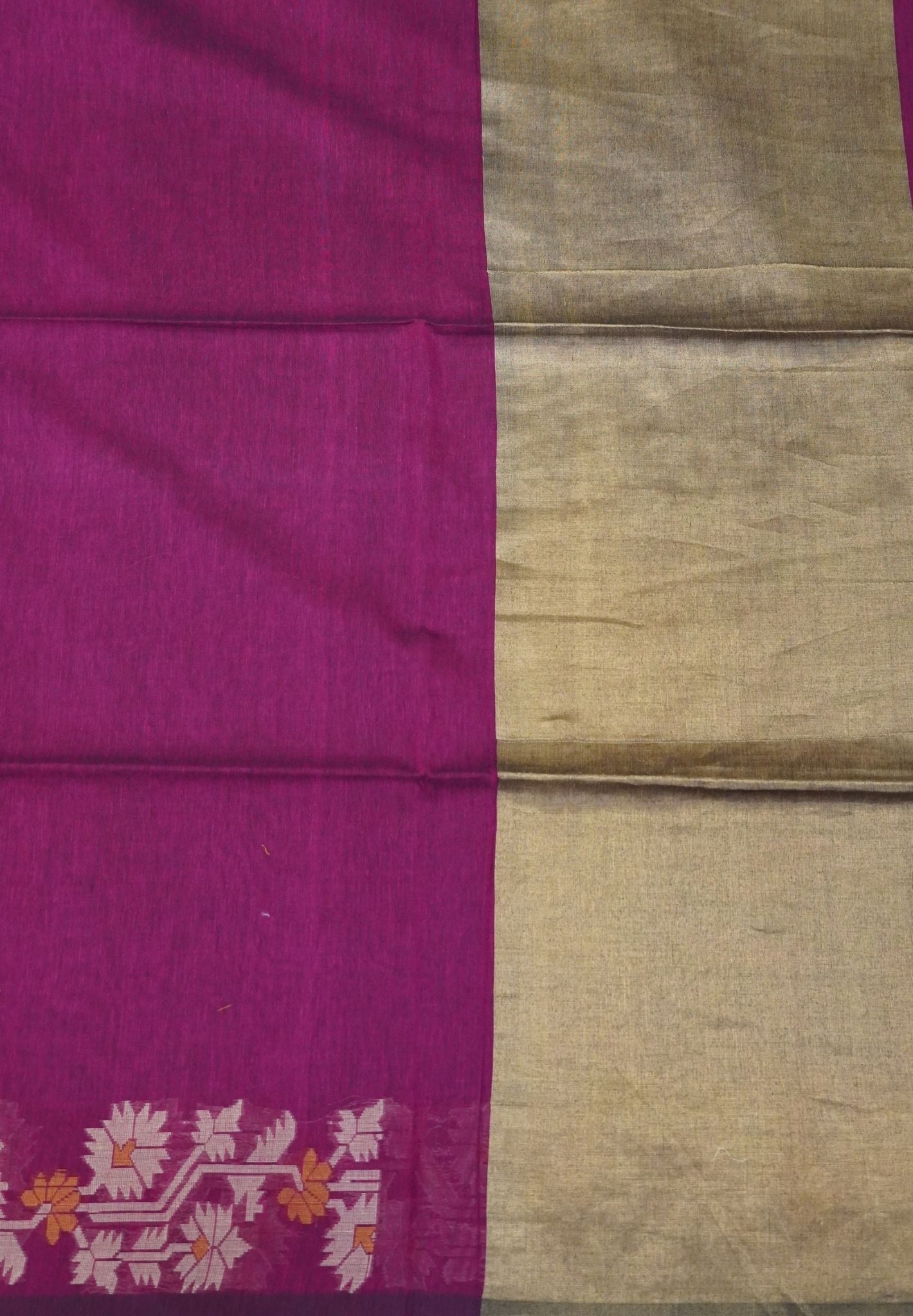 Handloom Cotton Saree-Magenta Paithani Border
