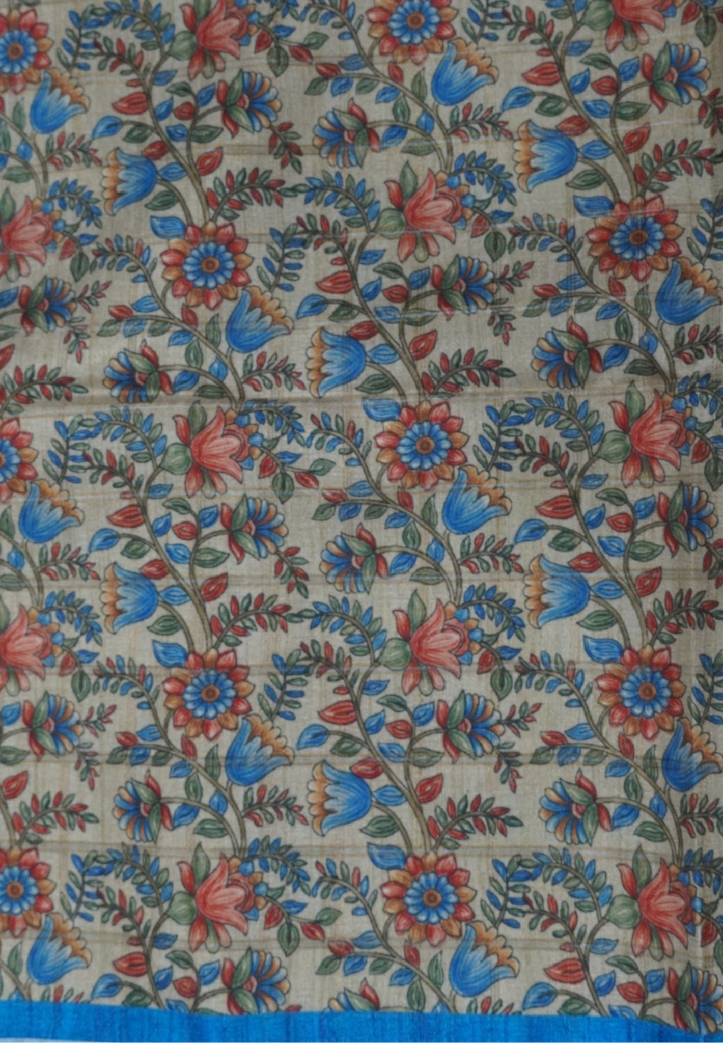 Semi Tussar Saree-Blue