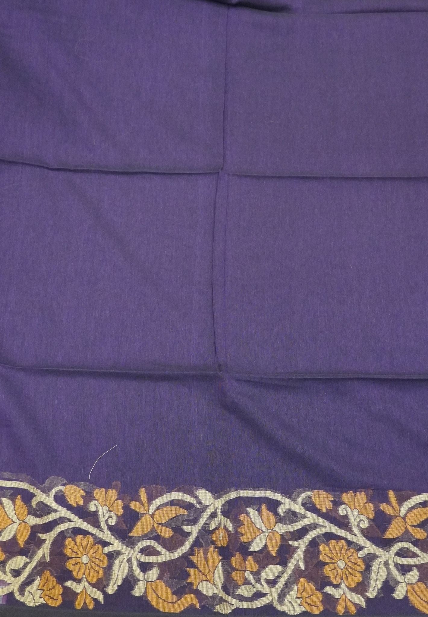 Handloom Cotton Saree-Purple Floral Jamdhani Border