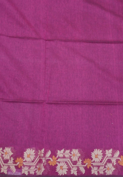 Handloom Cotton Saree-Magenta Paithani Border