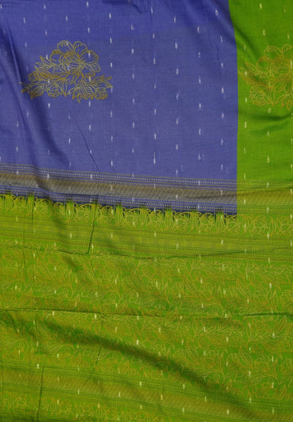Semi Tussar Saree-Bright Violet with Mini Zari Dots