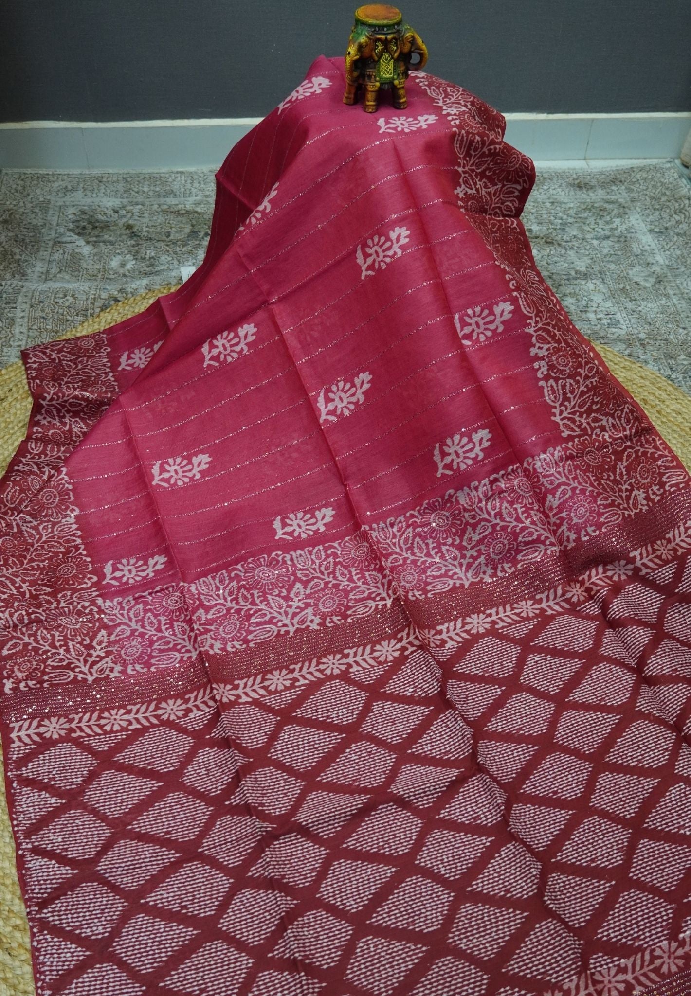 Bhagalpur Cotton Saree-Dark Pink